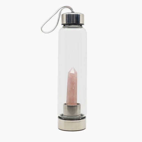 Kristall-Wasserflasche – Rosenquarz
