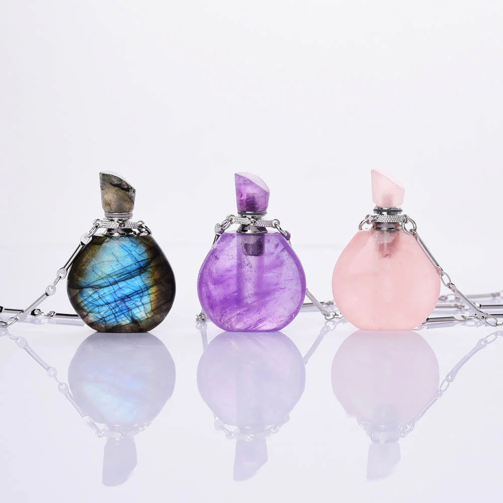 Small Perfume Bottle Necklace - Amethyst