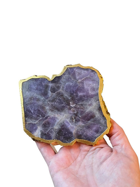Amethyst Coaster with Golden Edge