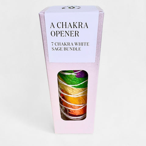 Un apriscatole dei chakra: bastoncino di sbavatura di salvia bianca a 7 chakra